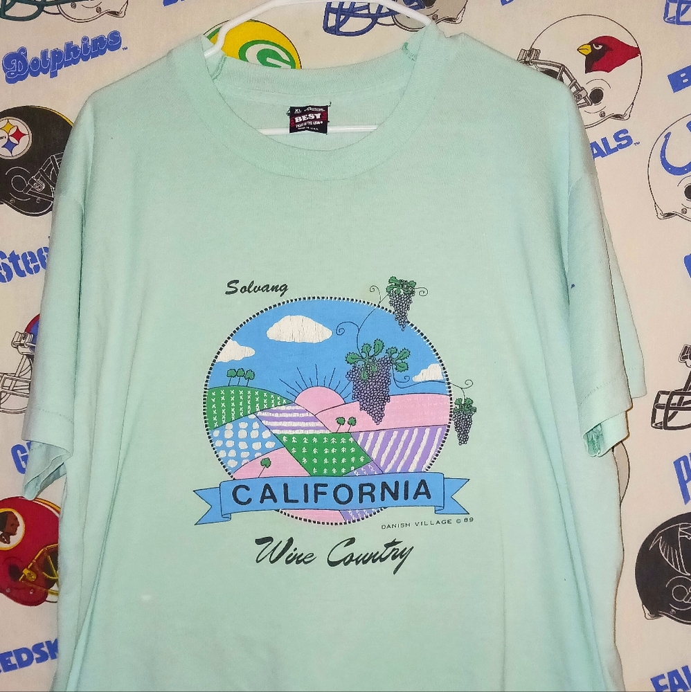 Vintage Vntg 1989 Solvang California Wine Country Danish Village Graphic T-Shirt